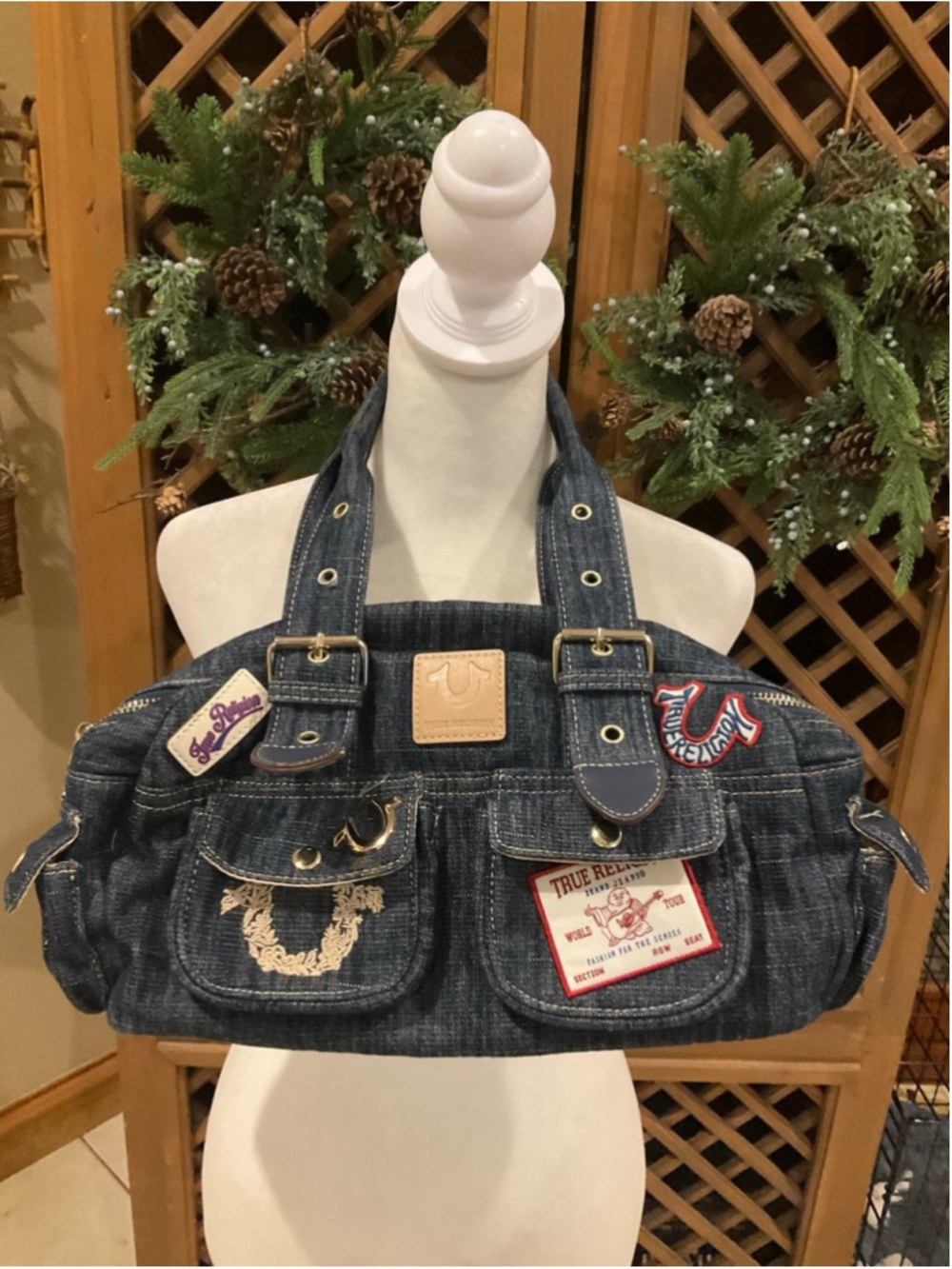 Y2K True Religion Denim Patch Handbag Shoulder Bag